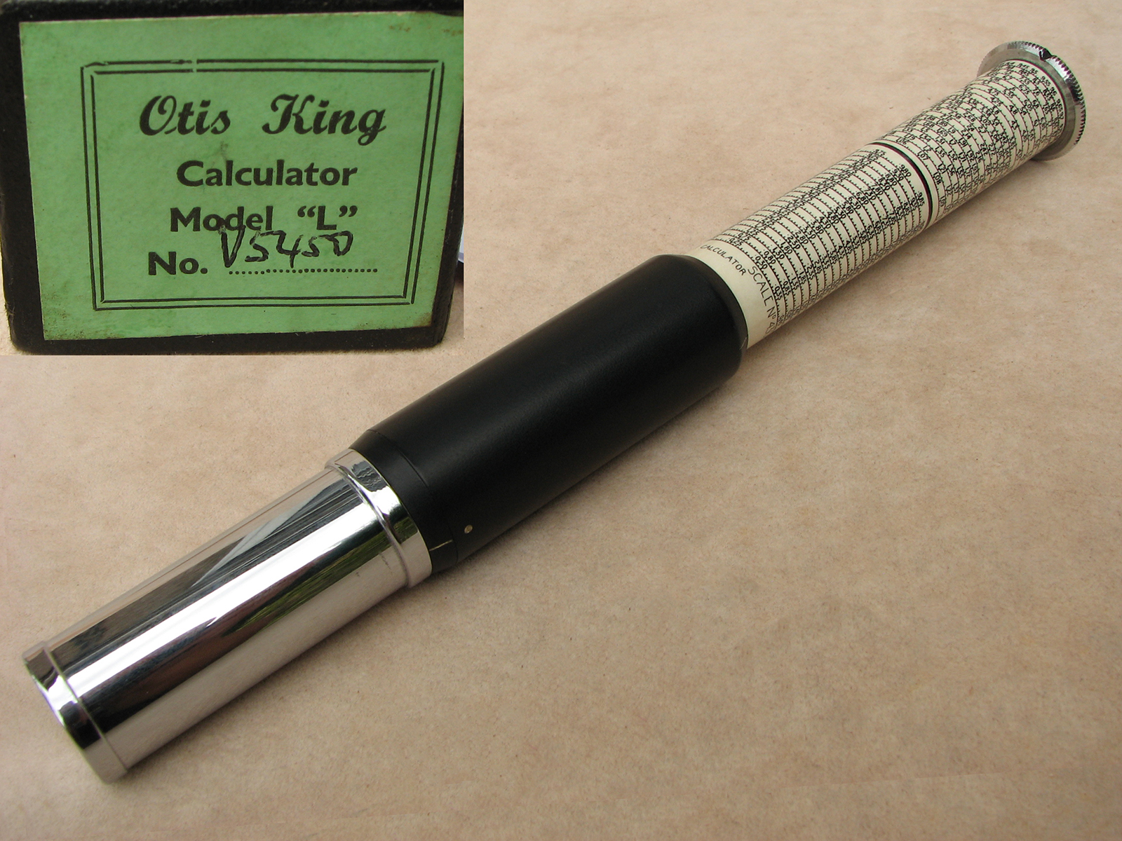 Fowler's Jubilee Magnum Extra Long Scale calculator in presentation case